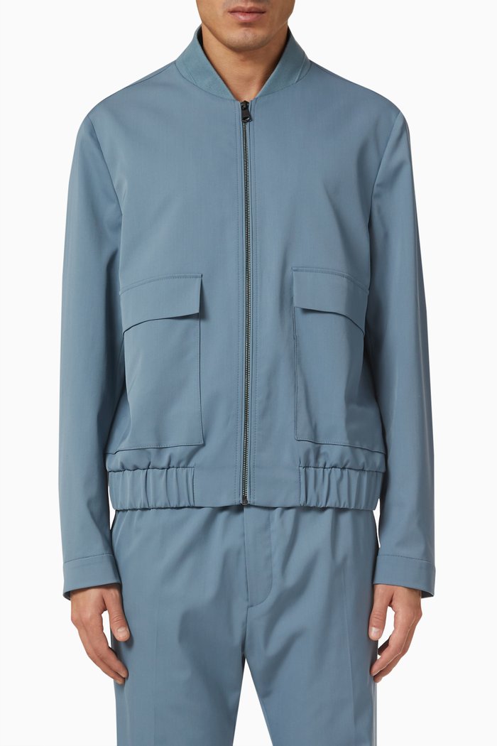 Travel Flap-pocket Jacket in Gabardine, Grey