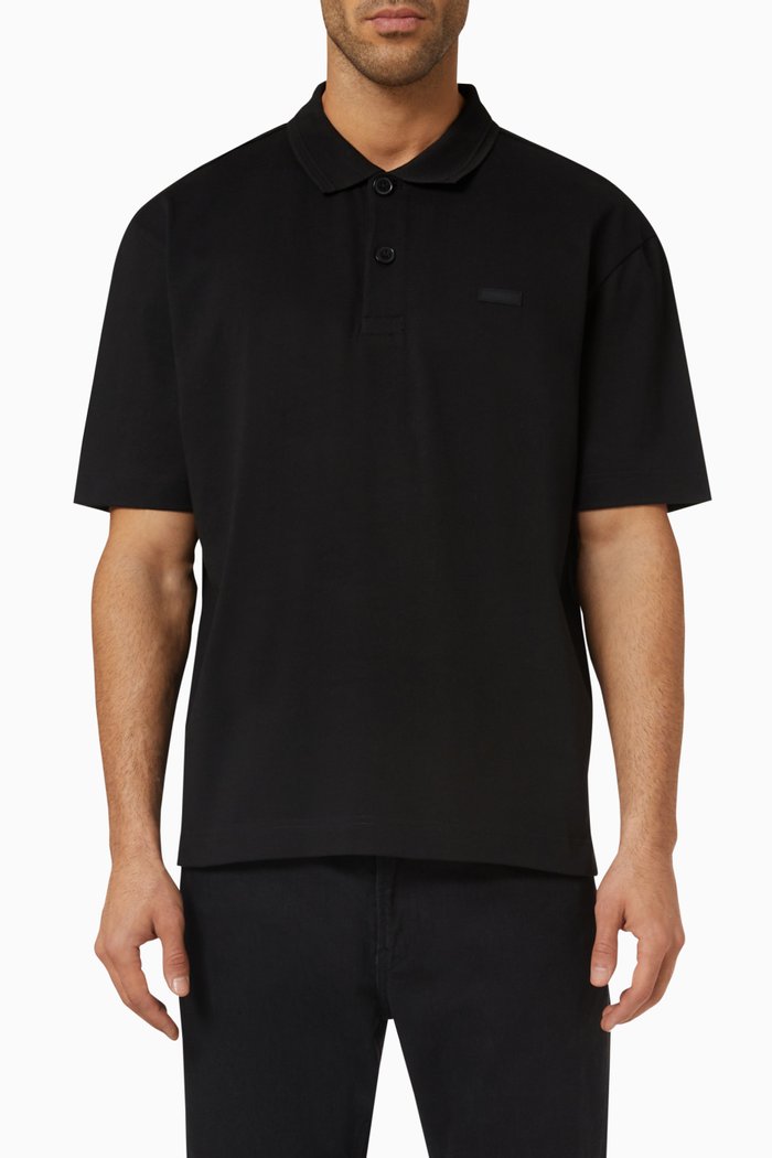 

Modern Comfort Polo in Cotton, Black