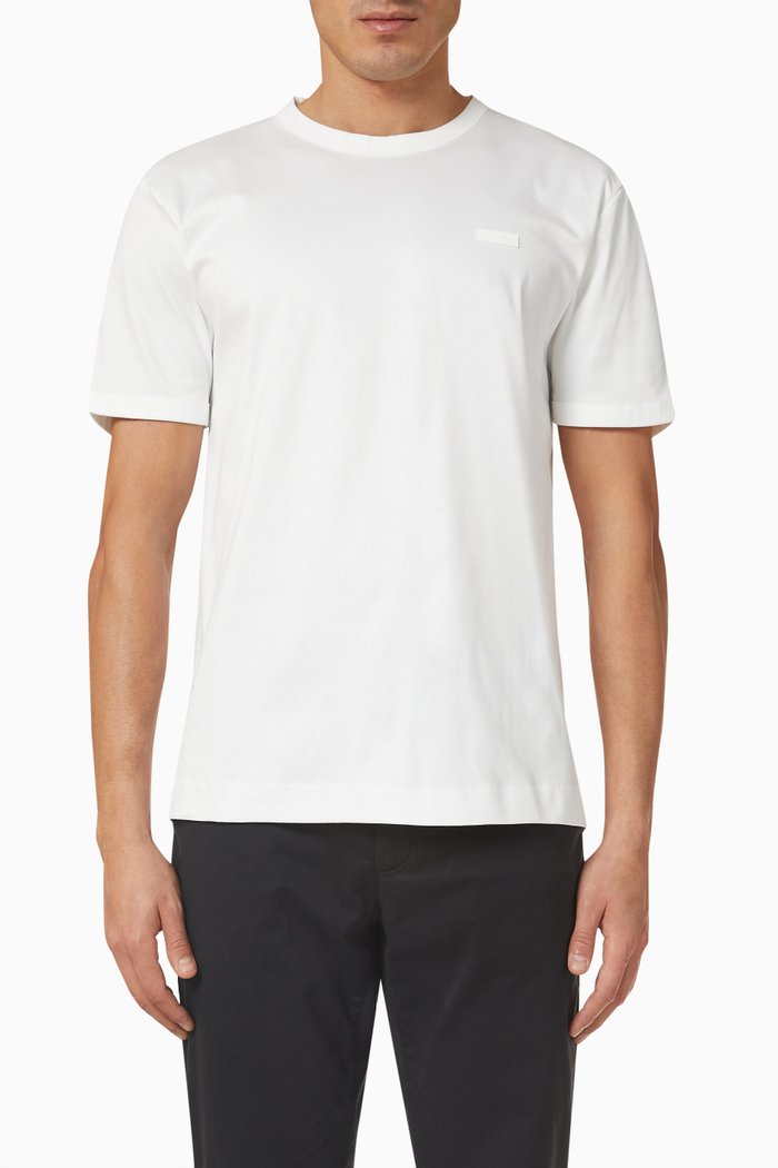 

Satin Touch T-Shirt in Cotton Jersey, White