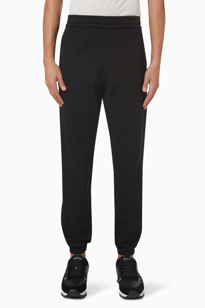 

Logo Tape Comfort Sweatpants in Cotton Blend, Black