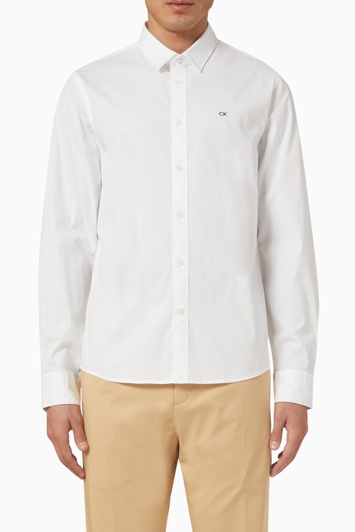 

Logo Shirt in Cotton Poplin Stretch, White