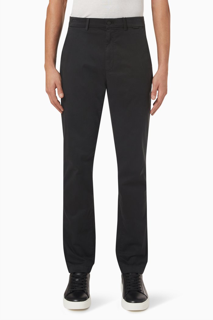 

Chinos in Cotton & Sateen Stretch Blend, Black
