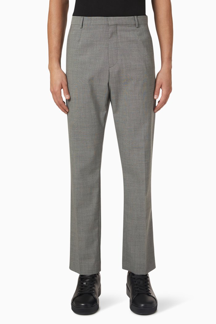 

Two Tone Trousers in Virgin Wool Blend, Grey