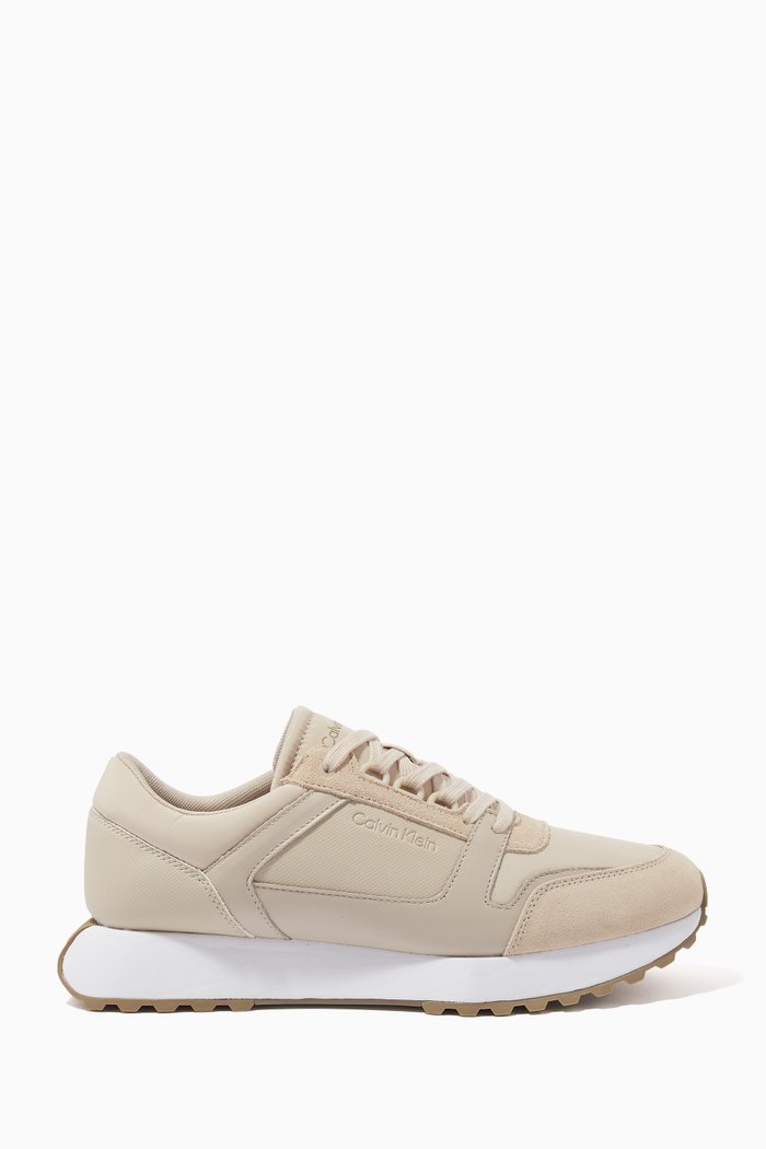 

Logo Low-top Lace-up Sneaker in Leather, Neutral