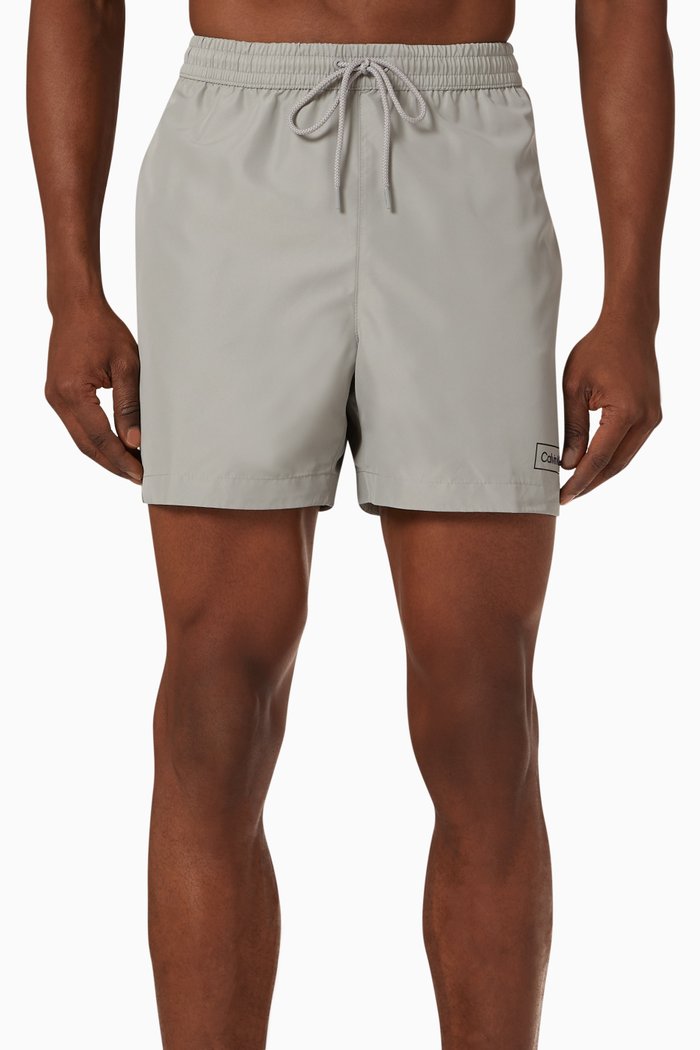 

Logo Drawstring Swim Shorts in Recycled Fabric, Grey