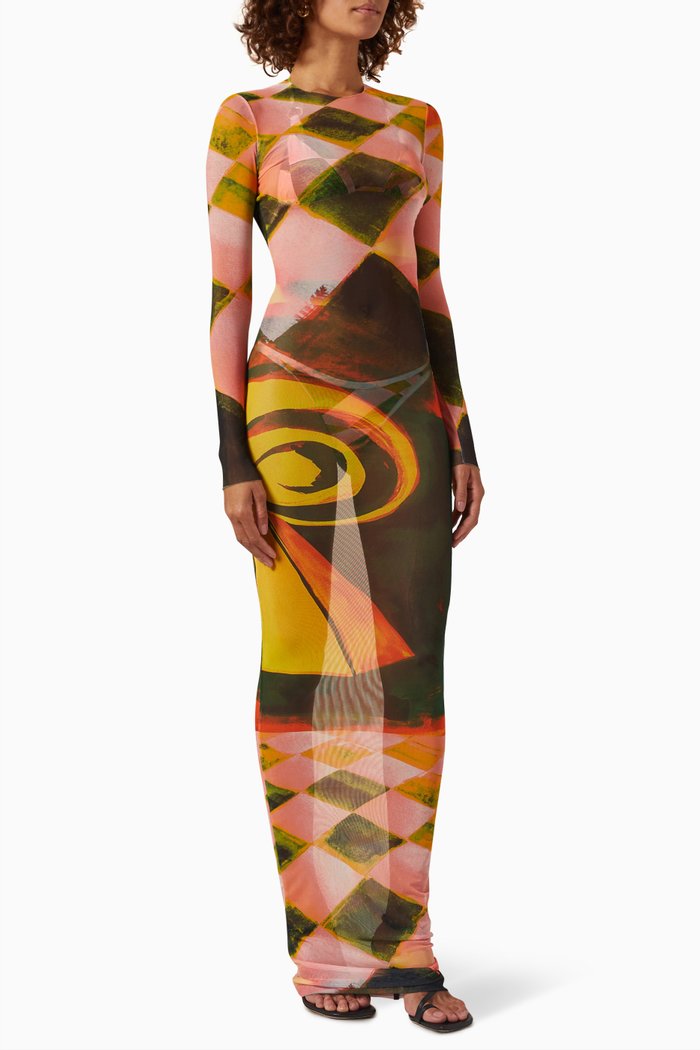 

High Tide Maxi Dress in Mesh, Multicolour