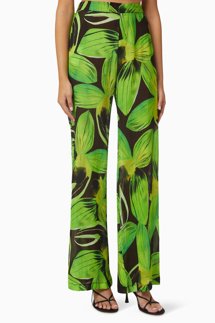 Wide-leg Pants in Creponne-blend, Green