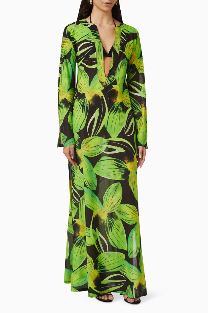 

Maxi Kaftan in Cotton, Green