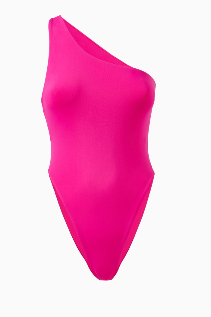 Plunge One-piece Swimsuit in Recycled Lycra, Pink