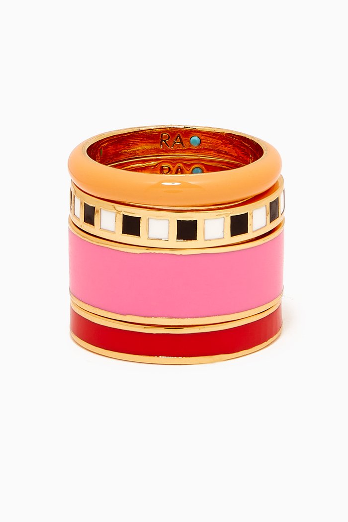 

A Dash Of Rose Ring Set in Gold-plated Brass, Multicolour