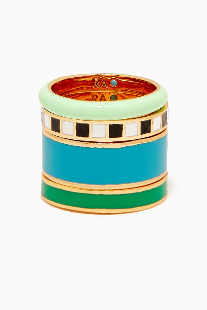 

A Dash Of Cool Pools Ring Set in Gold-plated Brass, Multicolour