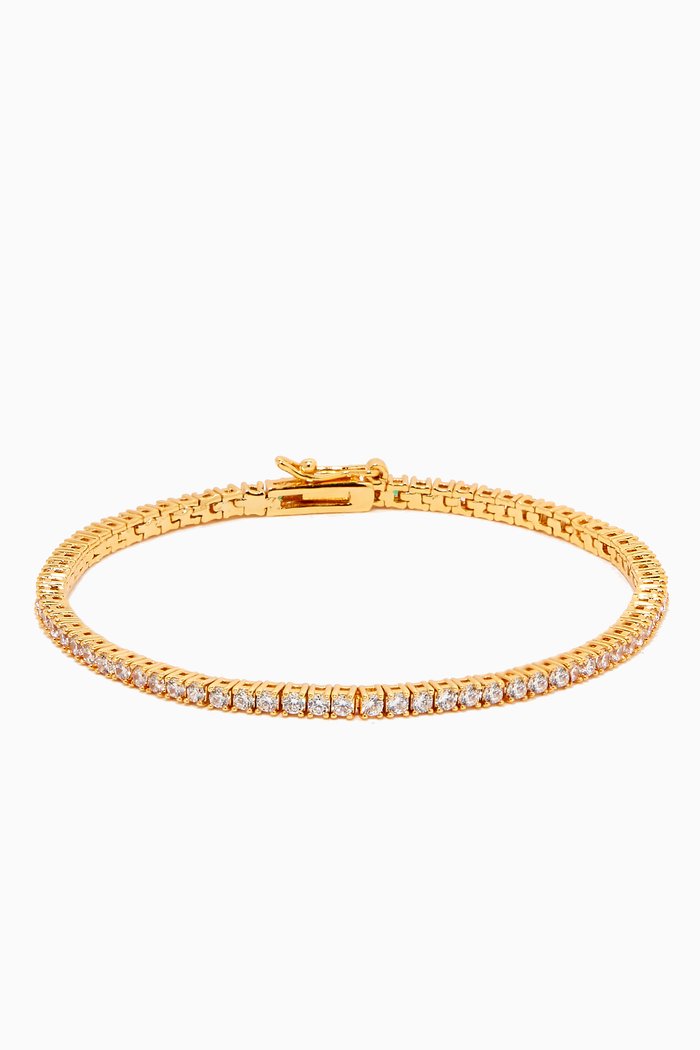 

Rally Tennis Bracelet in Gold-plated Brass, Silver