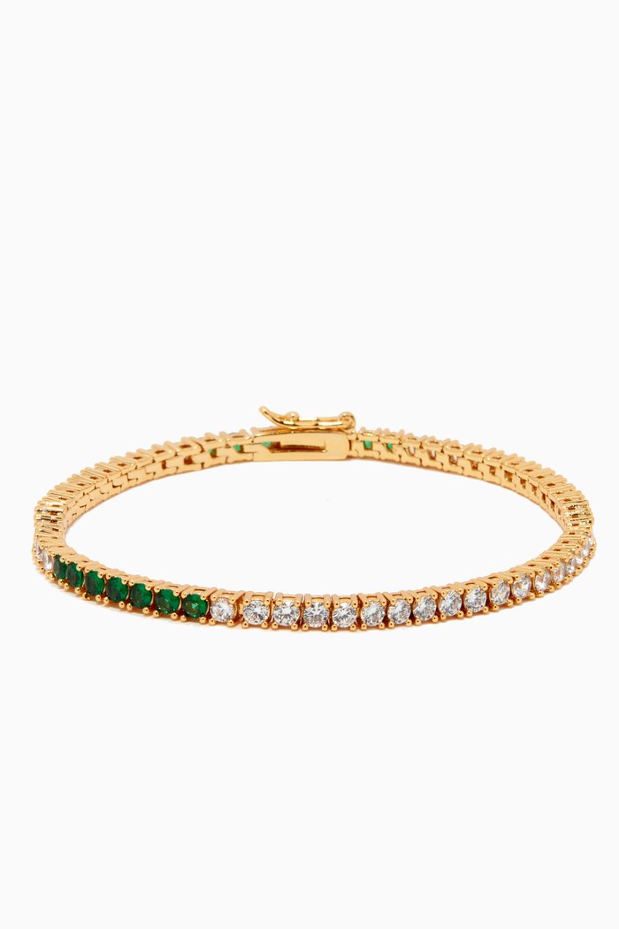 

Baseline Tennis Bracelet in Gold-plated Brass, Silver
