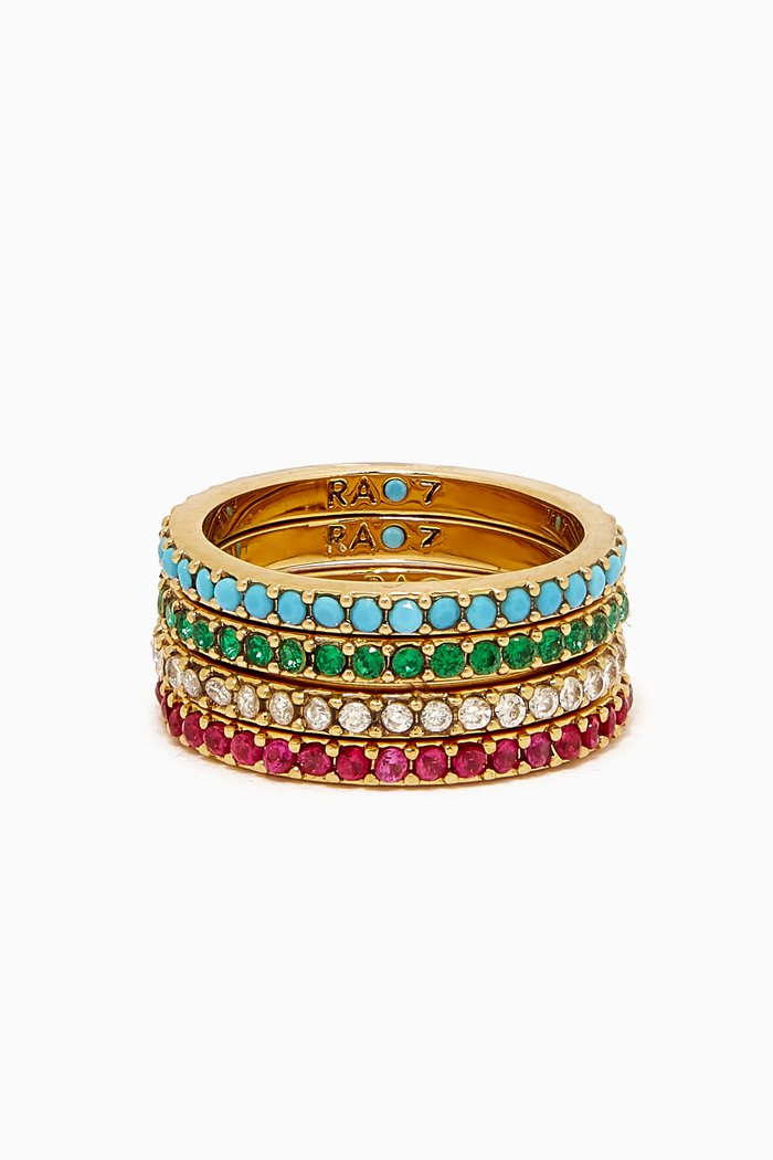 

I'm With The Bands Ring Set in Gold-plated Brass, Multicolour