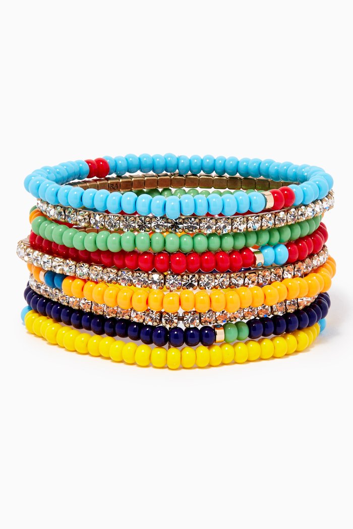 Pastiche Bead & Crystal Bracelets, Set of 9, Multicolour