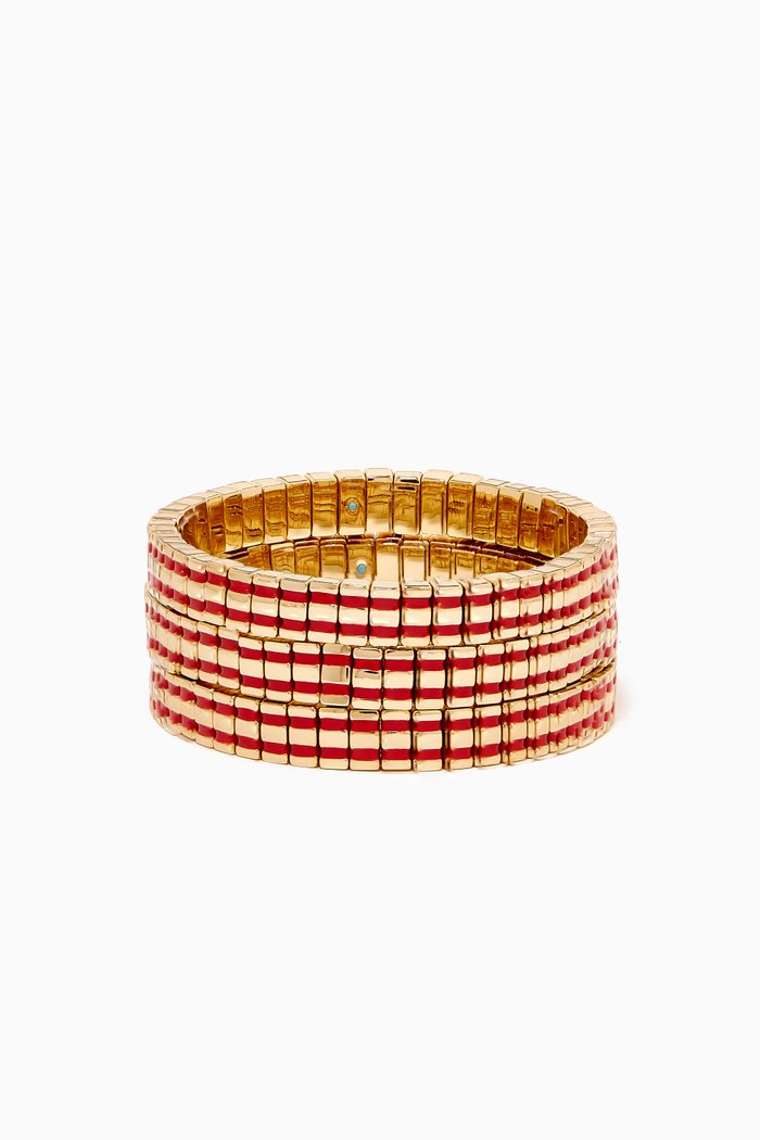 Stitch It Up Bracelet, Set of 3, Red