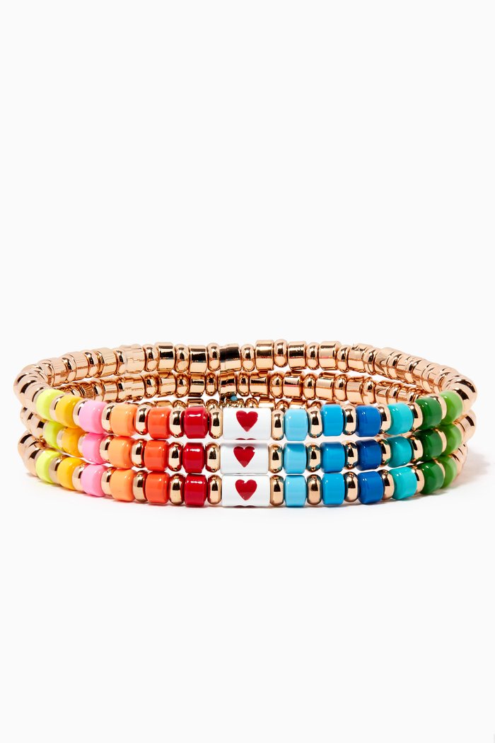 

Little Letters Enamel Bead Bracelets, Set of 3, Multicolour