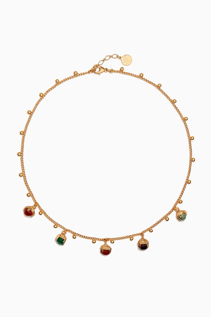 

Lucce Multi-stone Necklace in Gold-plated Metal, Multicolour