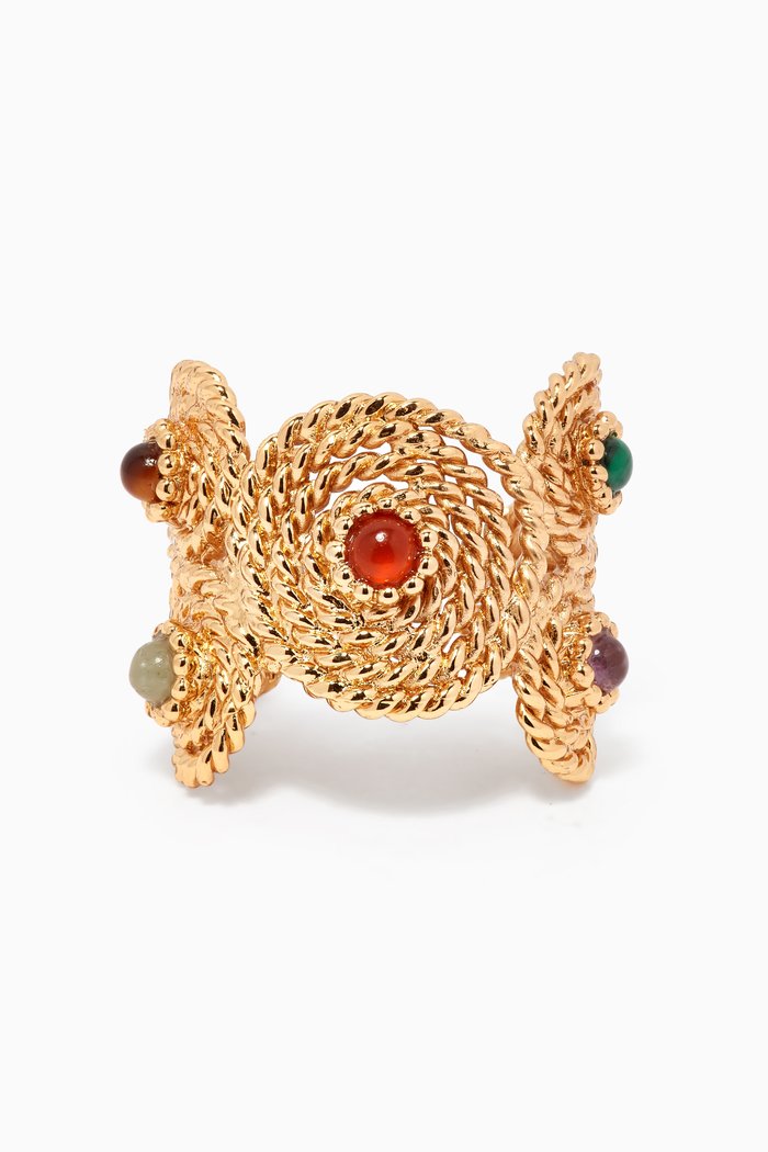 

Mistral Cuff Ring in Gold-plated Metal, Multicolour