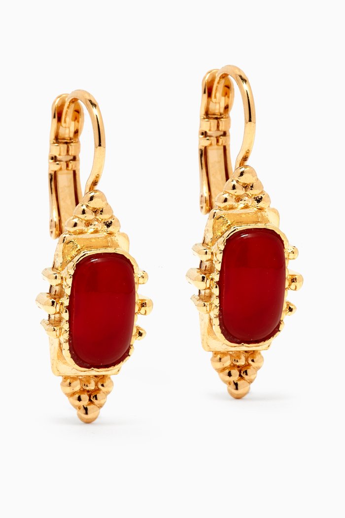

Bo Serti Drop Earrings in Gold-plated Metal, Orange