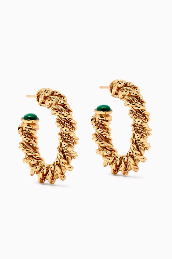 

Bonnie Cabochons Hoop Earrings in Gold-plated Metal, Green