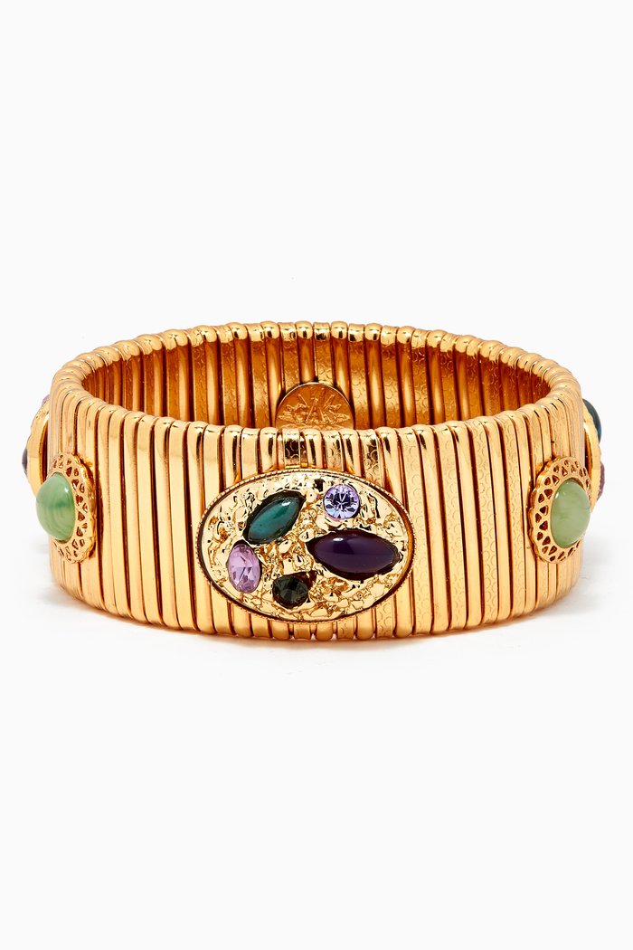 

Strada Bracelet in Gold-plated Metal, Green