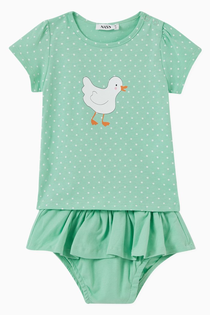 

Chikidie T-shirt & Bloomers Set in Jersey, Green