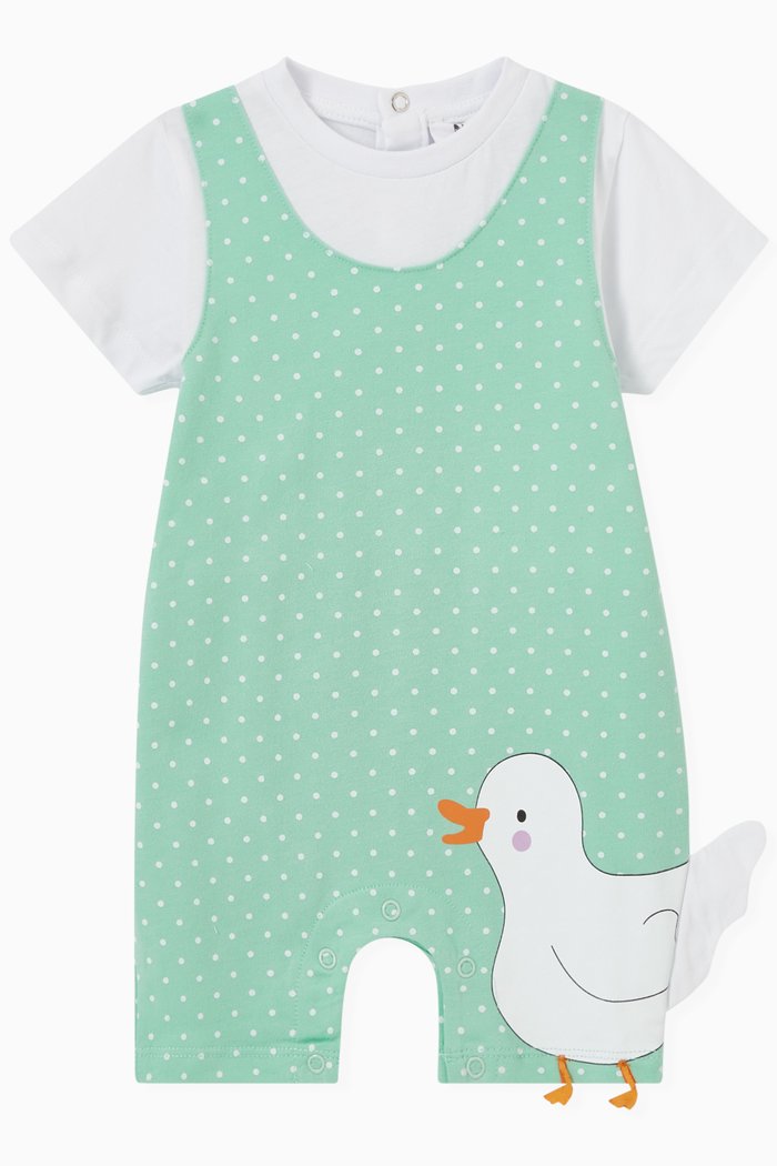 

Lil Duckie Dungaree Romper, Green