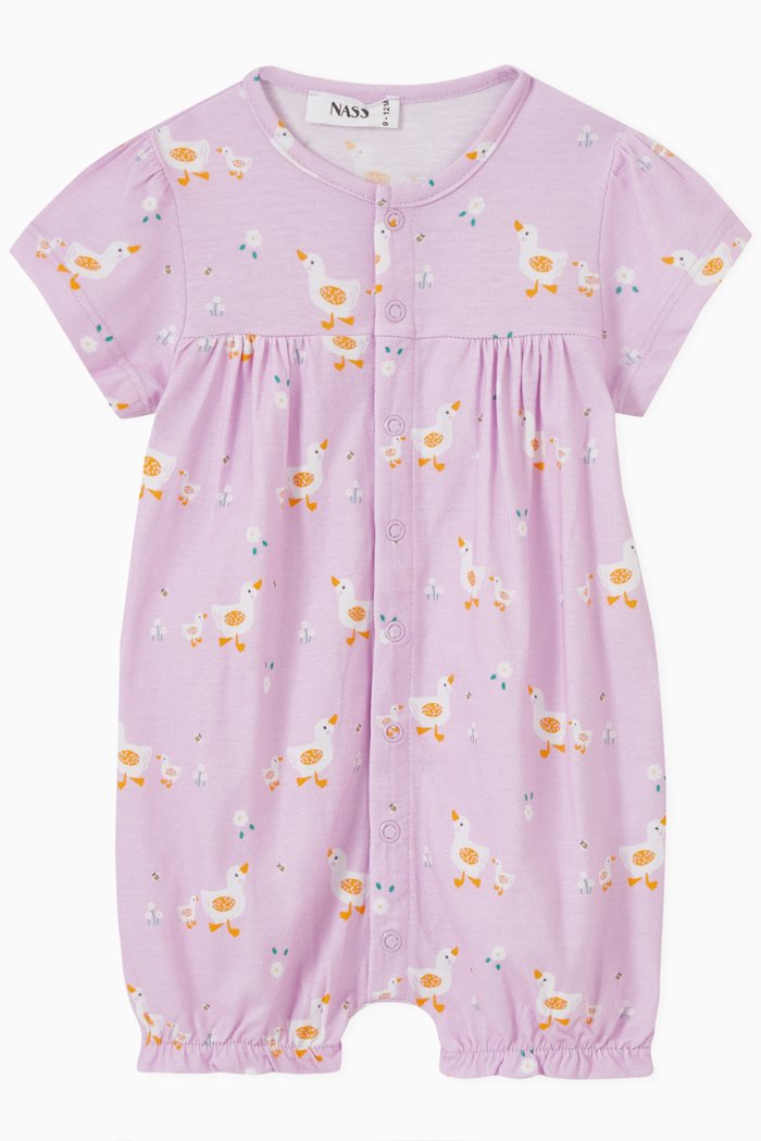 

Big Birdie Printed Romper, Purple
