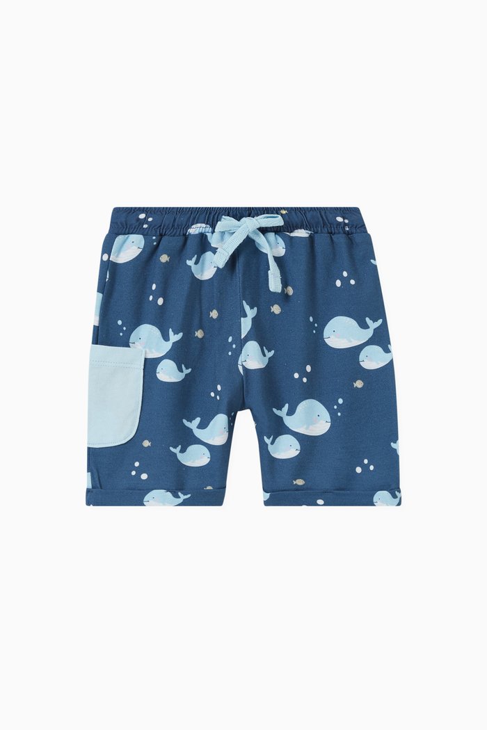 

Whale-print Shorts, Blue