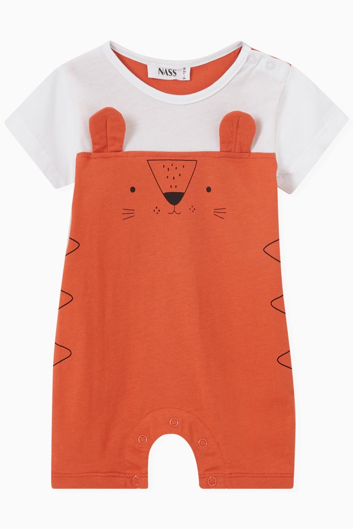 

Tigey-print Romper, Orange