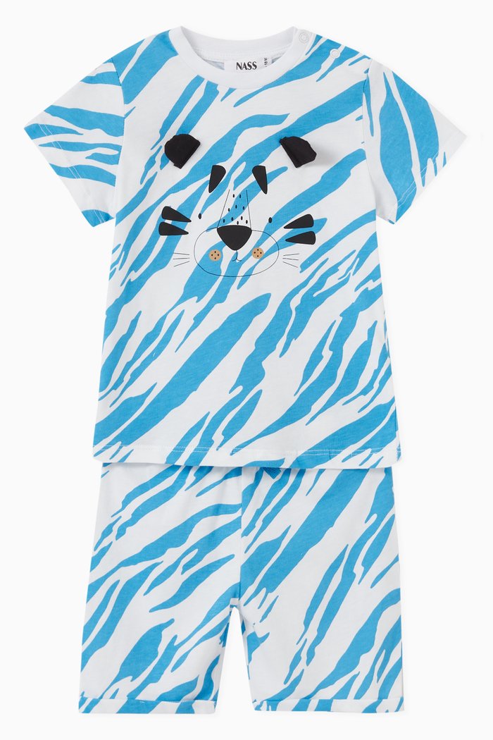 

Tigey Camo T-shirt & Shorts Set in Jersey, Blue