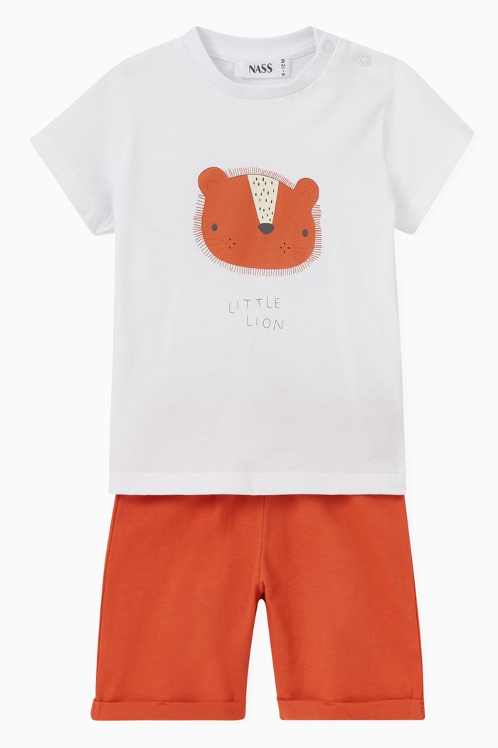 

Tigey-print T-shirt & Shorts Set, Orange