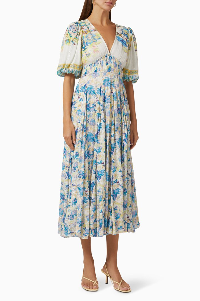 

Floral-print Midi Dress, Blue
