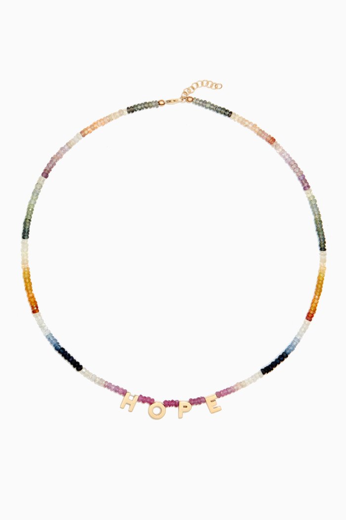 

"Hope" Necklace in Rainbow Sapphire Beads, Yellow