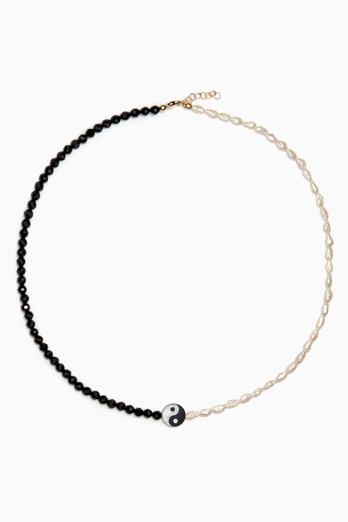 

Yin Yang Necklace in Black Spinel & Mother-of-Pearl, Yellow
