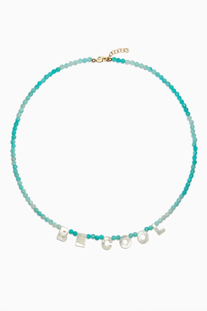 

"Be Cool" Necklace in Blue Peruvian Opal Beads, Yellow