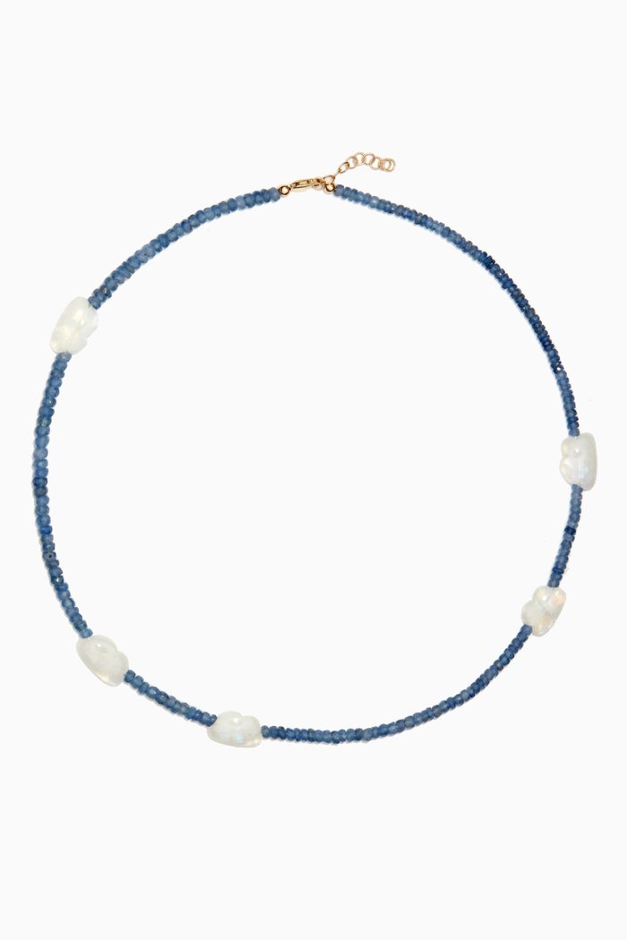 

The True Blue Sky Moonstone Necklace in Blue Sapphire Beads, Yellow
