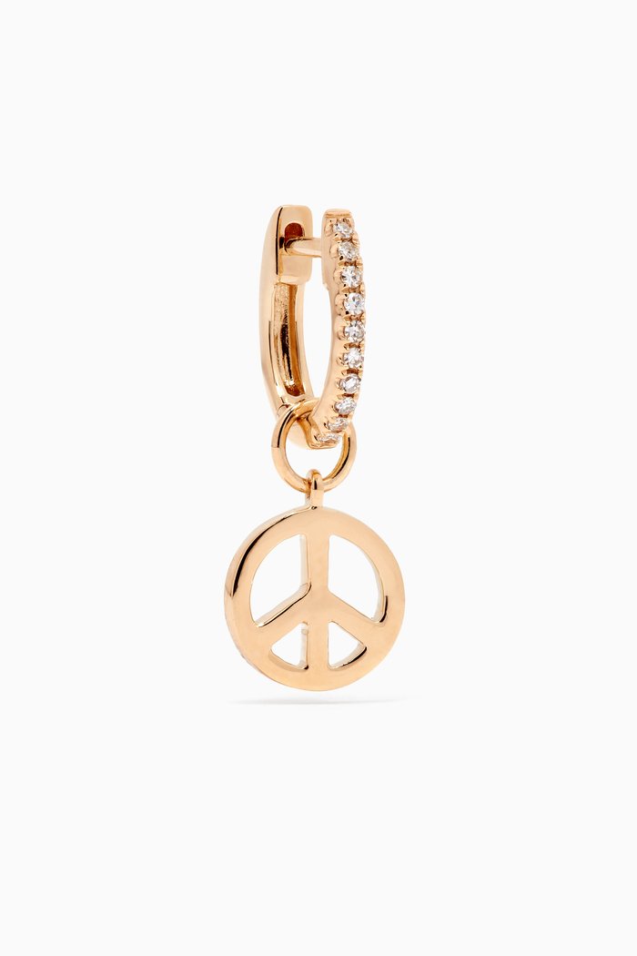 

Peace Dangly & Diamond Hoop Earring in 14kt Yellow Gold