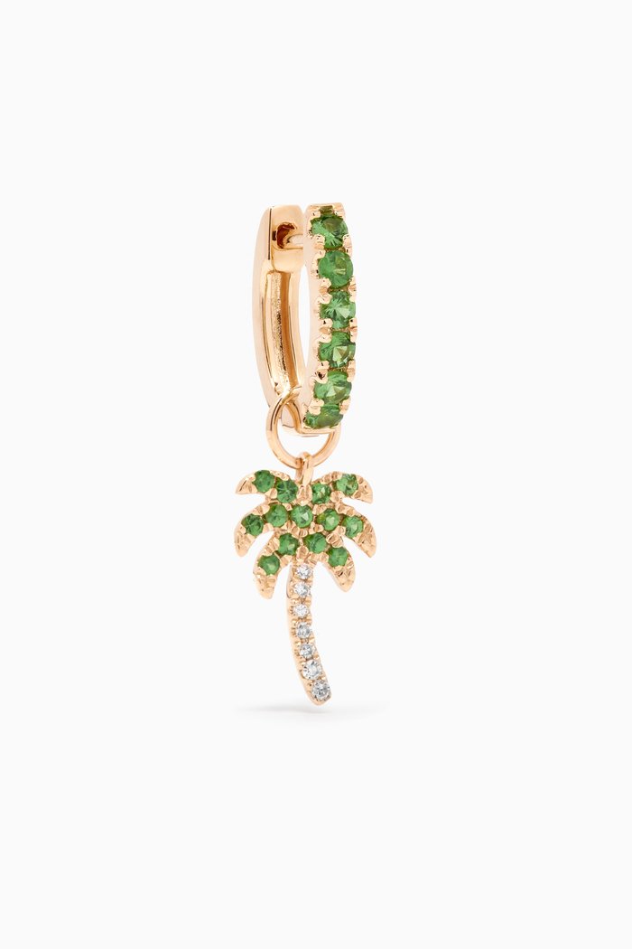 

Rocky's Palm Tree Dangly & Diamond Hoop Earring in 14kt Yellow Gold
