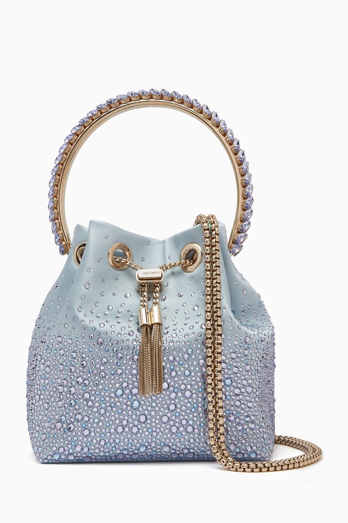 

Bon Bon Bucket Bag in Degradé Crystal Satin, Blue