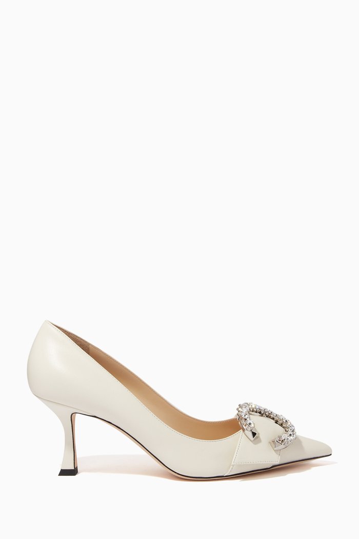

Melva 70 Crystal-embellished Pumps in Leather, White