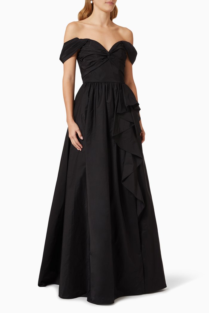 

Off-shoulder Ball Gown in Taffeta, Black