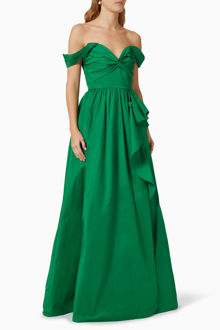 

Off-shoulder Ball Gown in Taffeta, Green
