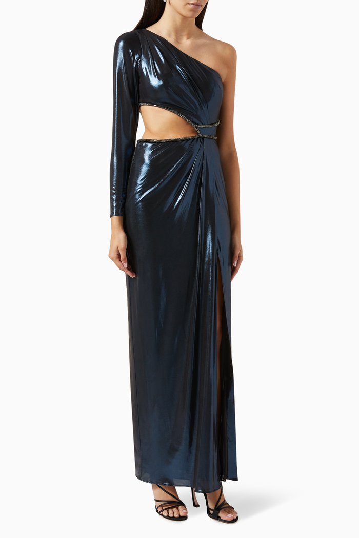 

One-shoulder Gown in Jersey, Blue