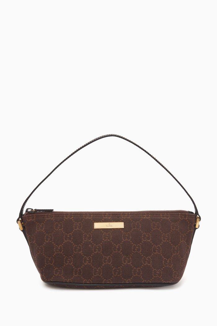 

Mini Baguette Bag in GG Canvas, Brown