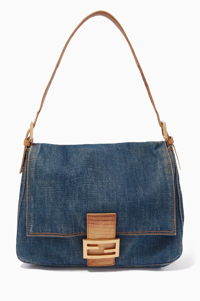

FF Shoulder Bag in Denim, Blue