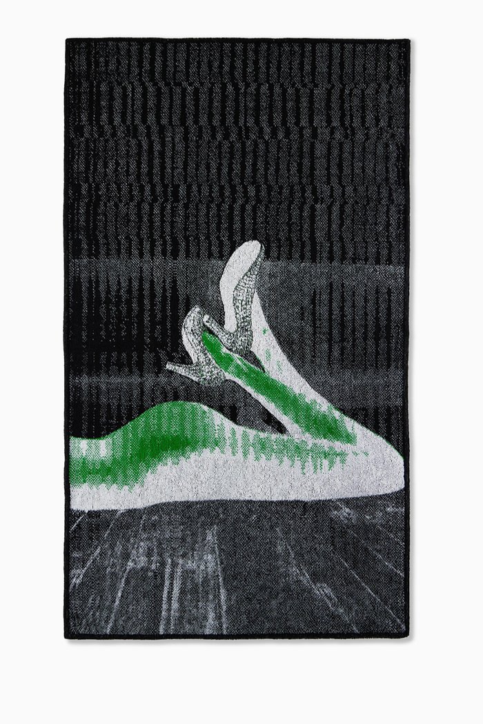 

Graphic Jacquard Beach Towel in Cotton Terry, 100 x 170cm, Black