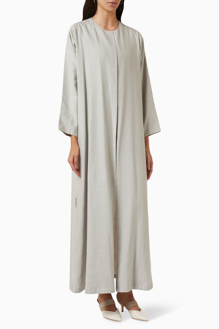 

Long-sleeve Abaya in Linen, Grey