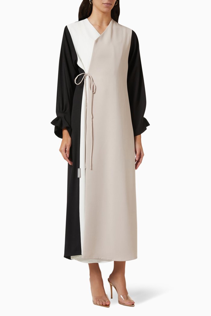 

Colour-block Abaya in Poly-crepe, Multicolour